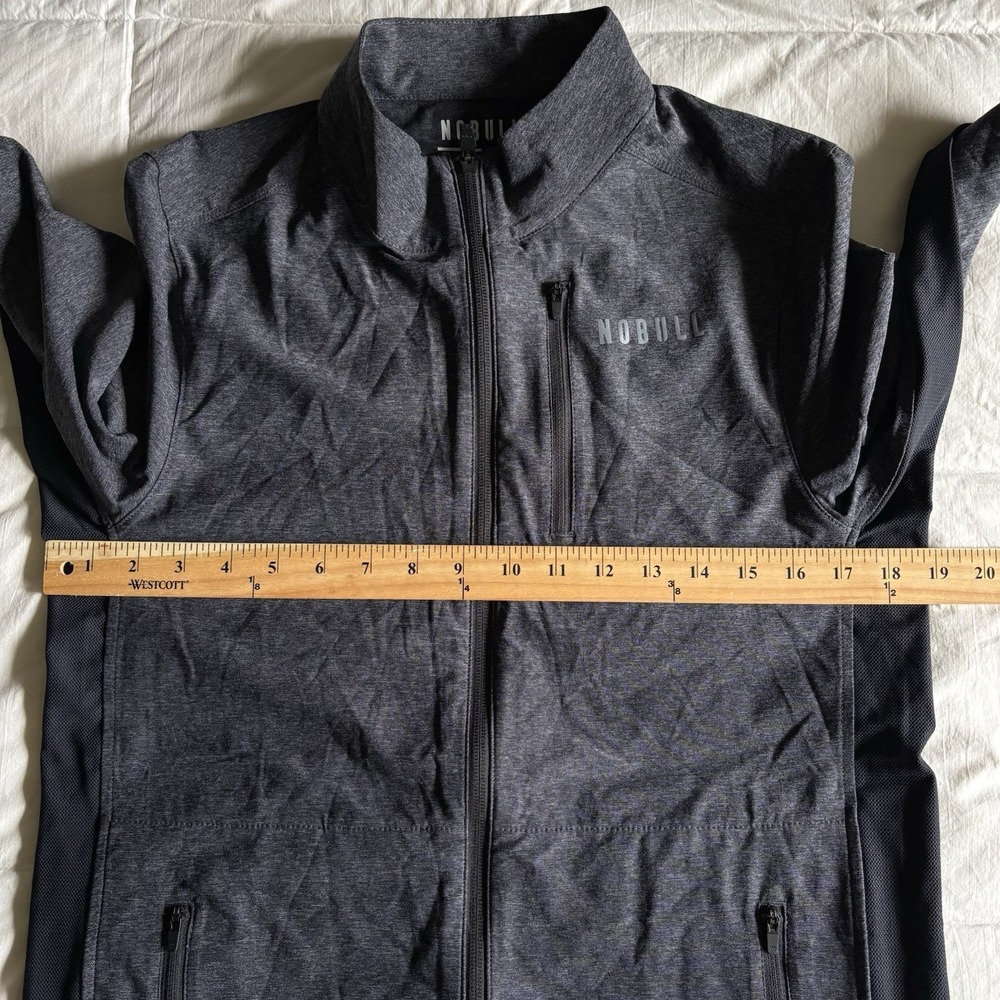NWOT NOBULL 4-Way Stretch Woven Full Zip Jacket Mens M Dark Gray Performance Gym - Picture 14 of 16
